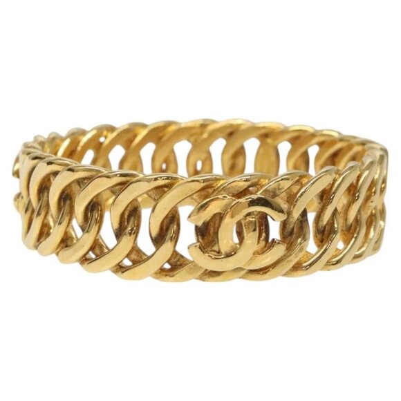 CHANEL COCO Bracelet metal Gold CC Auth am7652 - Picture 1 of 9